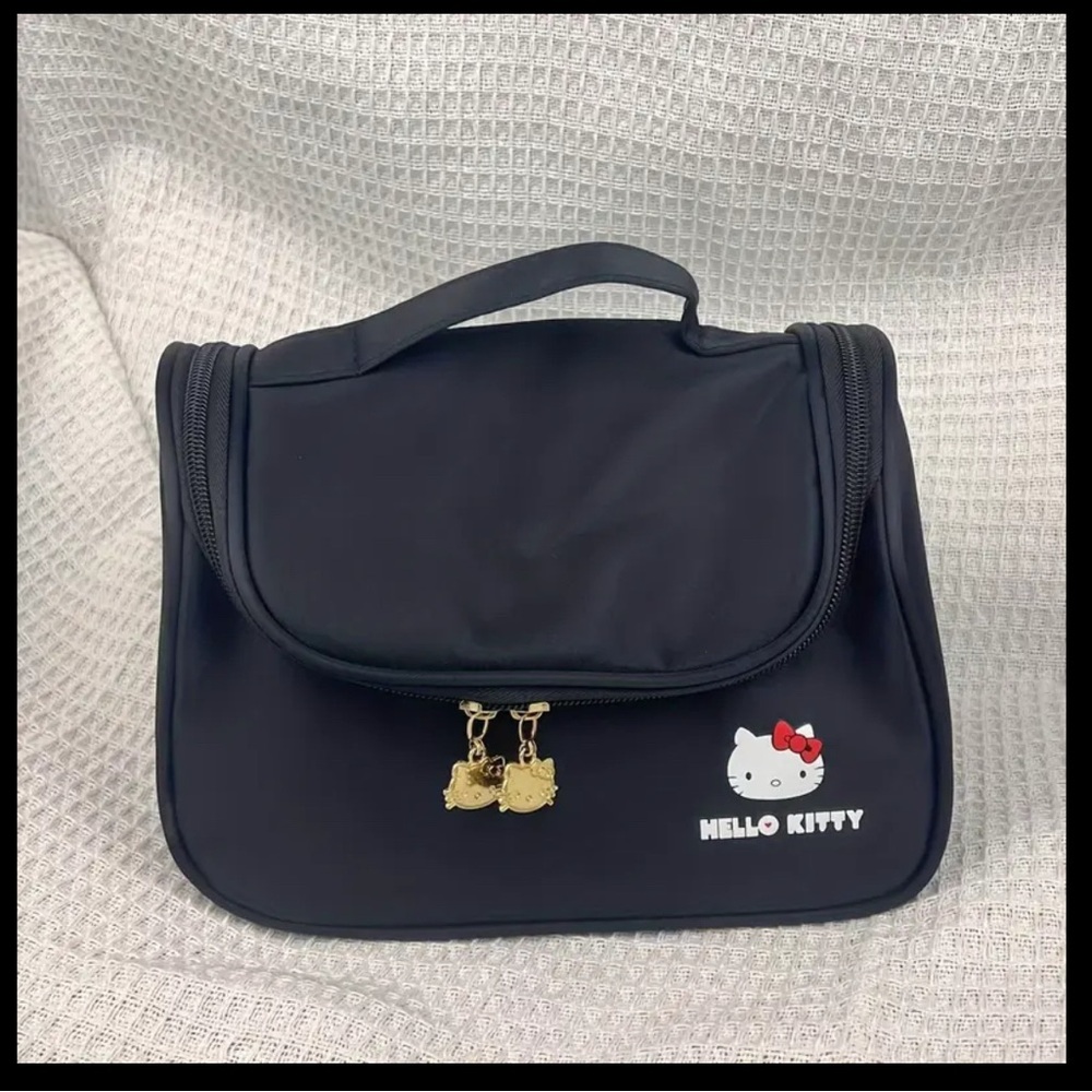 Hello Kitty Black and Gold Cosmetic Bag